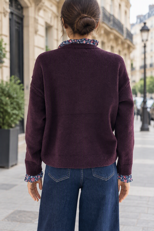 Visuel d'inspiration : gilet maille Rose porté, vue de dos