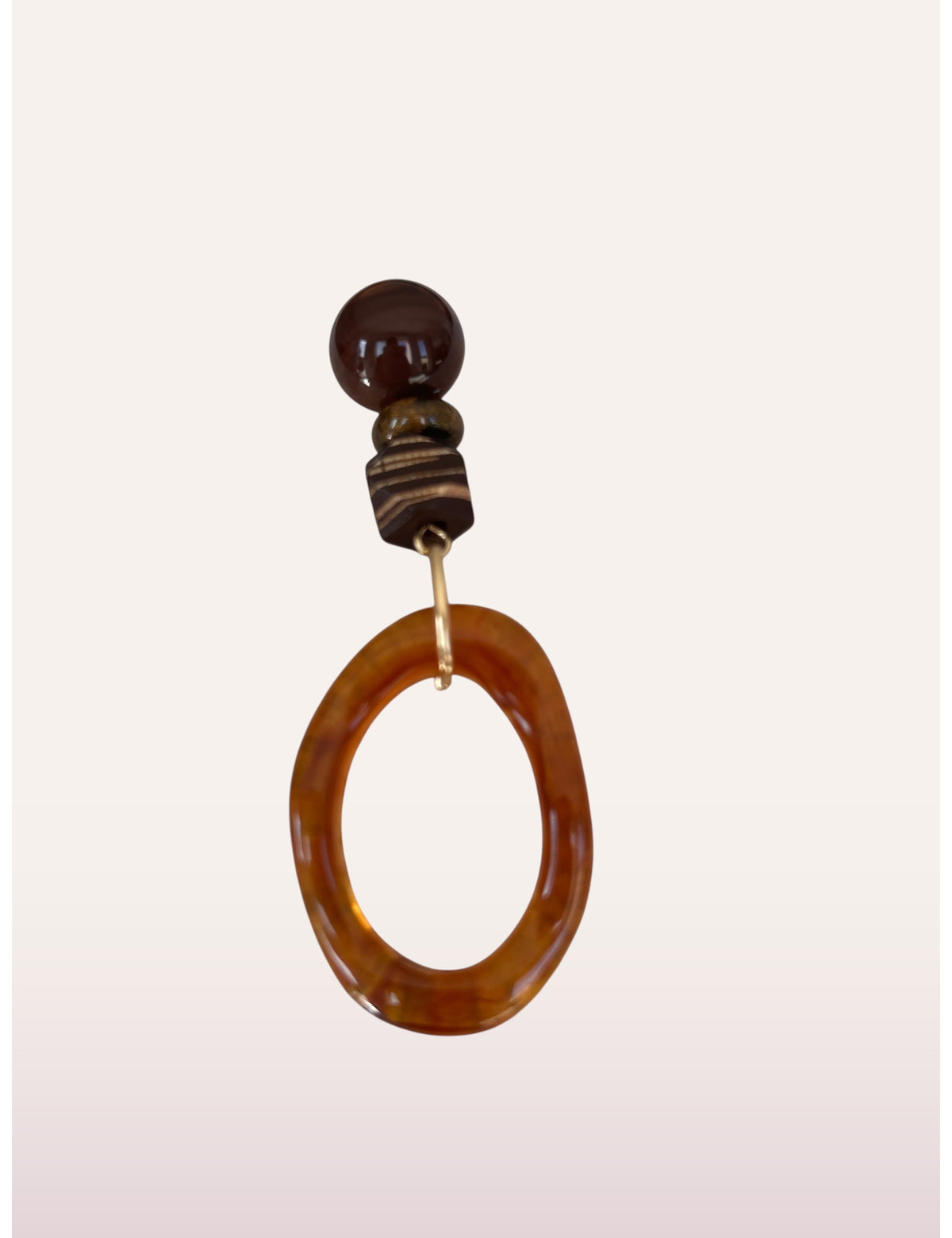 Boucles d'oreilles Camille - détail de l'anneau caramel