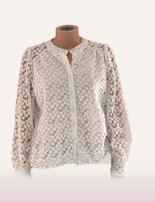 Chemise dentelle Hanae blanche - vue de face