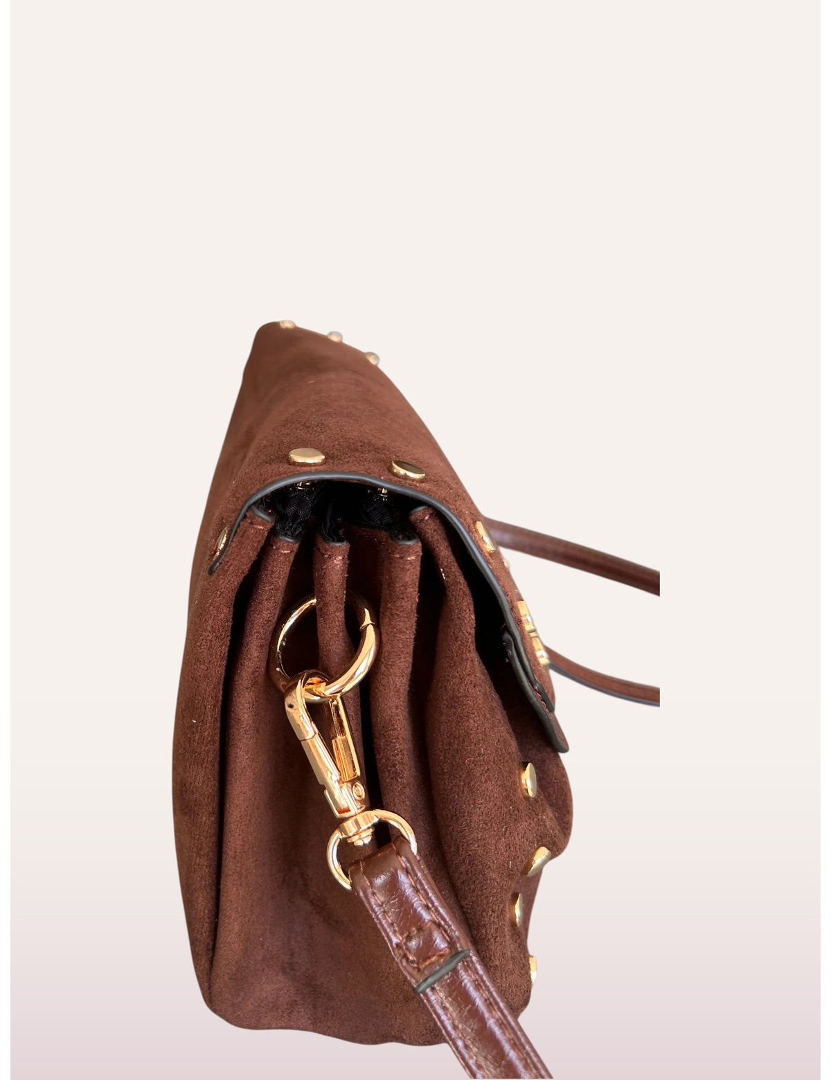 Sac bandoulière Giulia chocolat - vue de profil