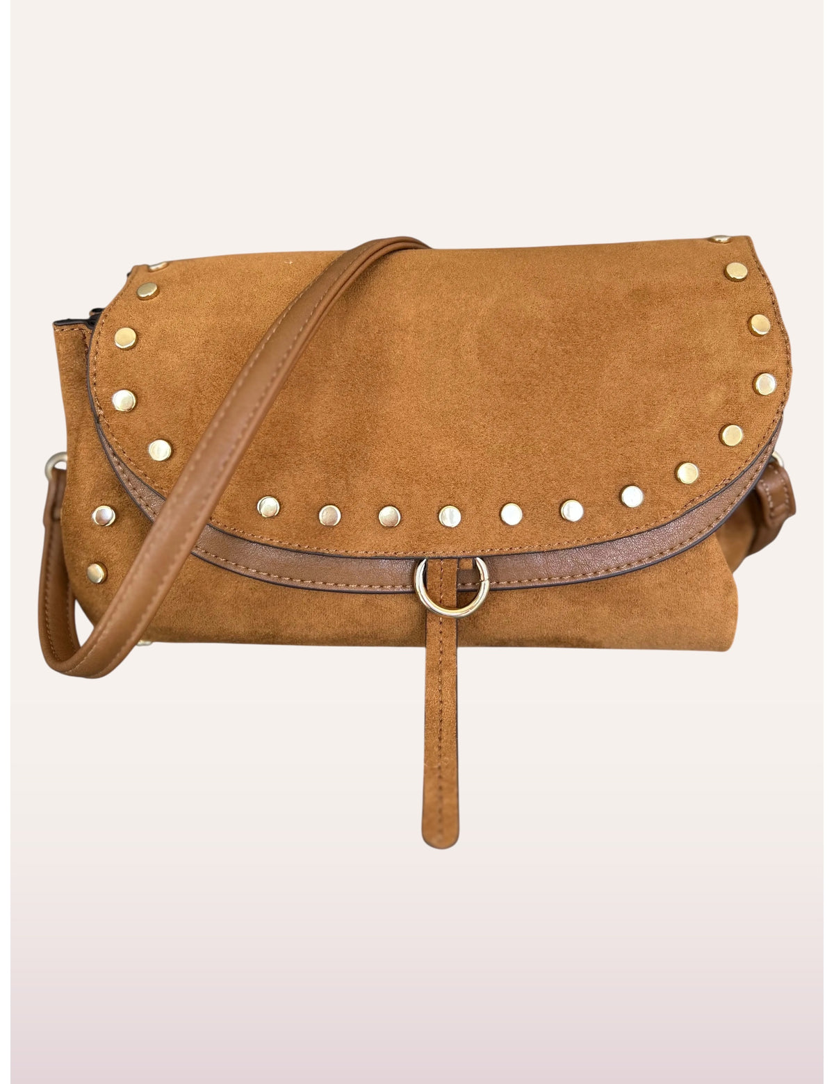 Sac bandoulière Giulia camel - vue de face