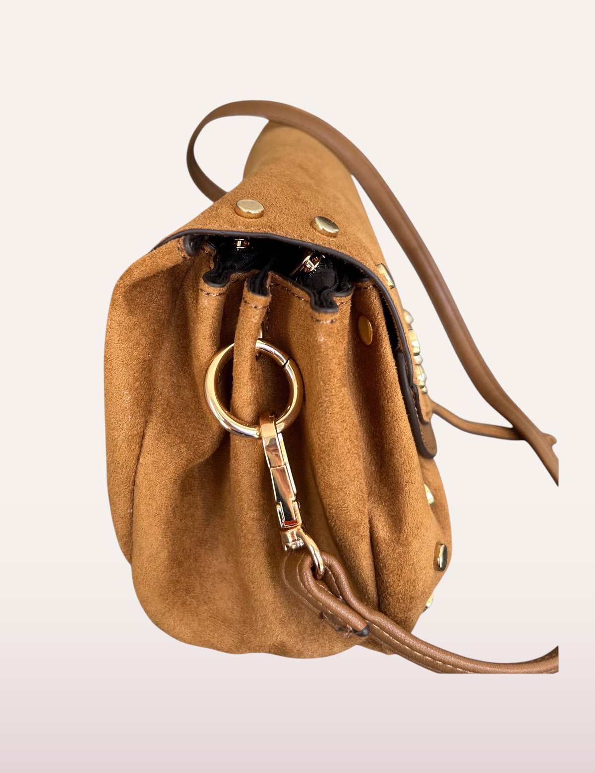Sac bandoulière Giulia camel - vue de profil