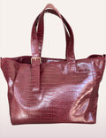 Sac porté main Ninon bordeaux effet croco - vue de face