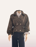 Veste trench Salomé brune à double boutonnage - vue de face