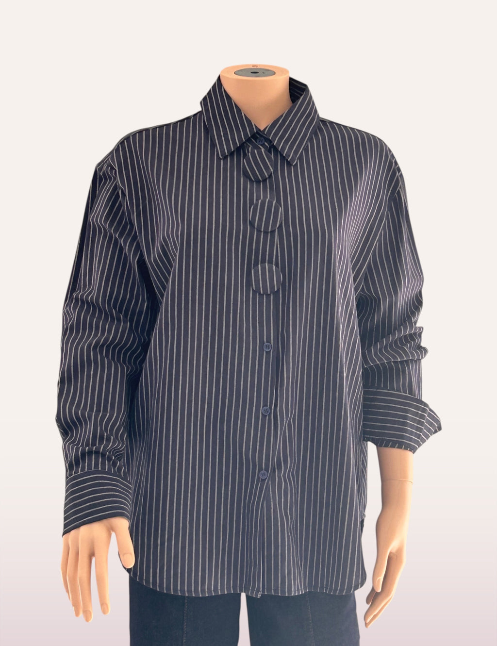 Chemise oversize Victoire à rayures marine - vue de face