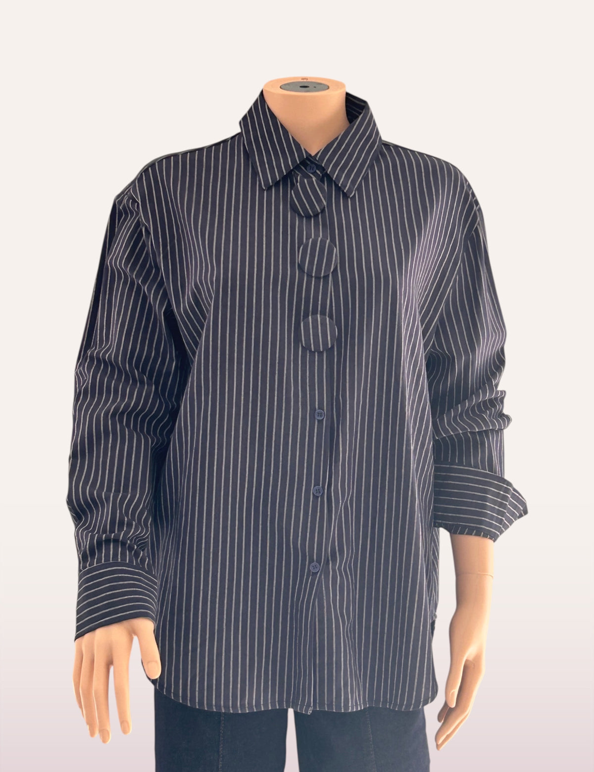 Chemise oversize Victoire à rayures marine - vue de face